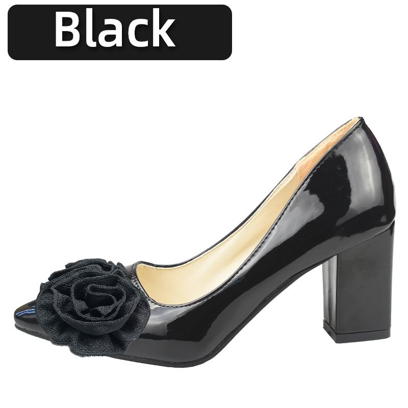 Fashion Aphixta Orange Big Rose Flowers 7cm Square Heels Pumps Women Shoes Students And Adults Pointed Toe Super Big Size 30-50
