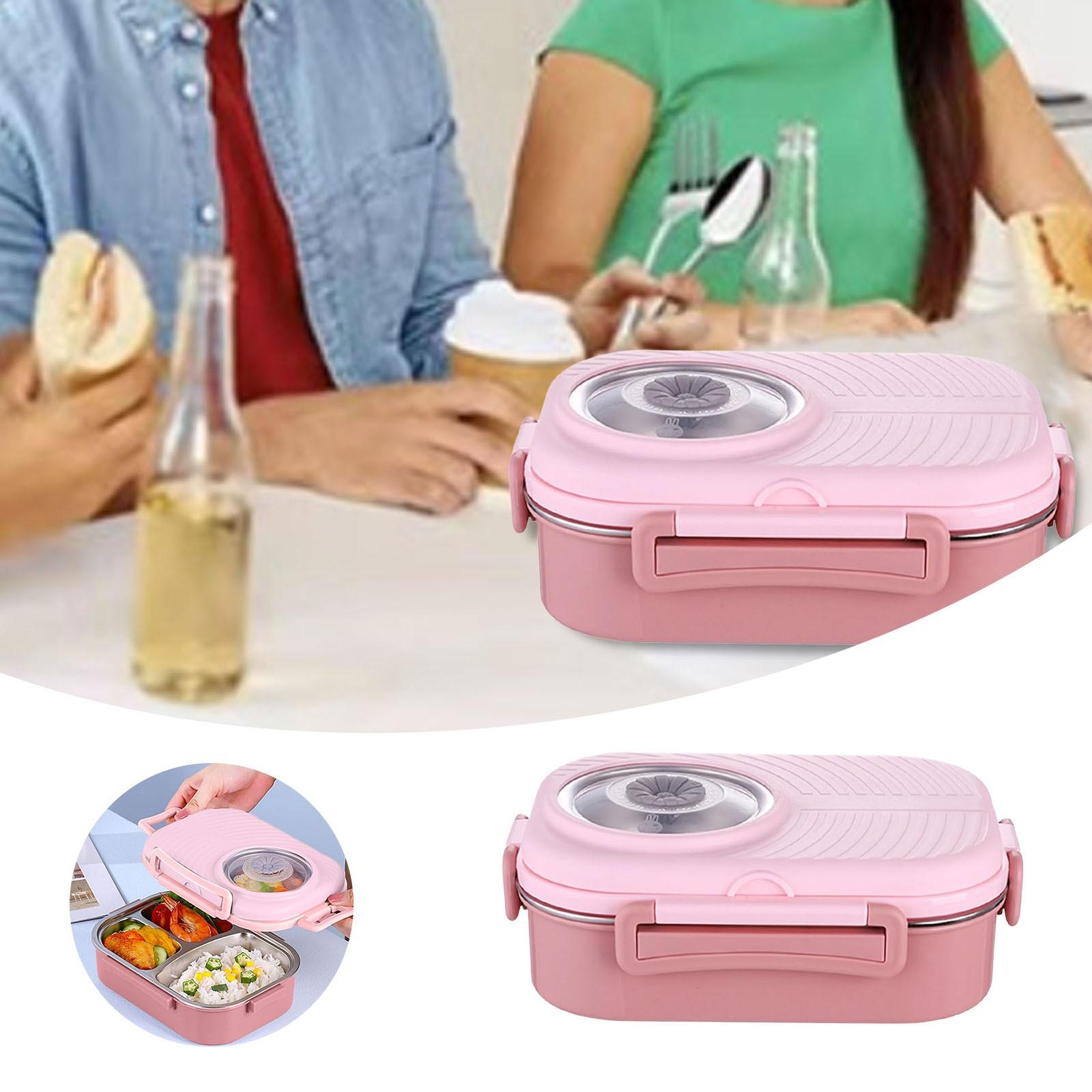 

1 Pcs Portable Bento Boxes New 1000ml with Soup Bowl Stackable Lunch Container 304 Stainless Steel Snack Box Container Adult розовый