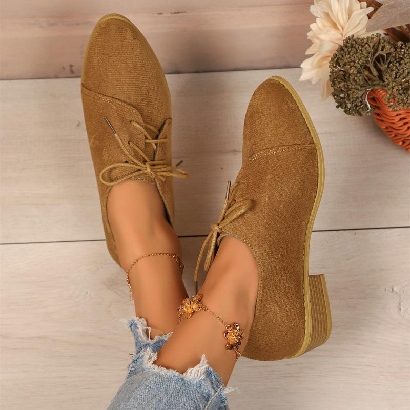 Fashion 2025 Vintage Leopard  Shoes for Women Casual Faux Suede Lace Up Work Shoes Woman Lightweight Comfortable Low Heel