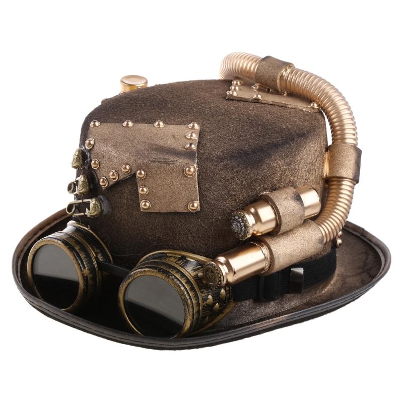 

Steampunk Men Hat With Goggles Vintage Jazz Hat Gay Top Hat Gothic Steampunk Top Hat Halloween Masquerade Costume Party 1