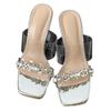 Feel rhinestone heel 2025 with stiletto high heels new transparent one-word women's high-end summer beautiful women's sandals
