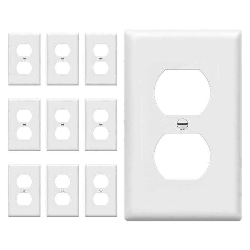 ABBP-Duplex Wall Plate 1-Gang White Polycarbonate Electrical Outlet Cover UL Listed Wall Plate 4.5X2.76