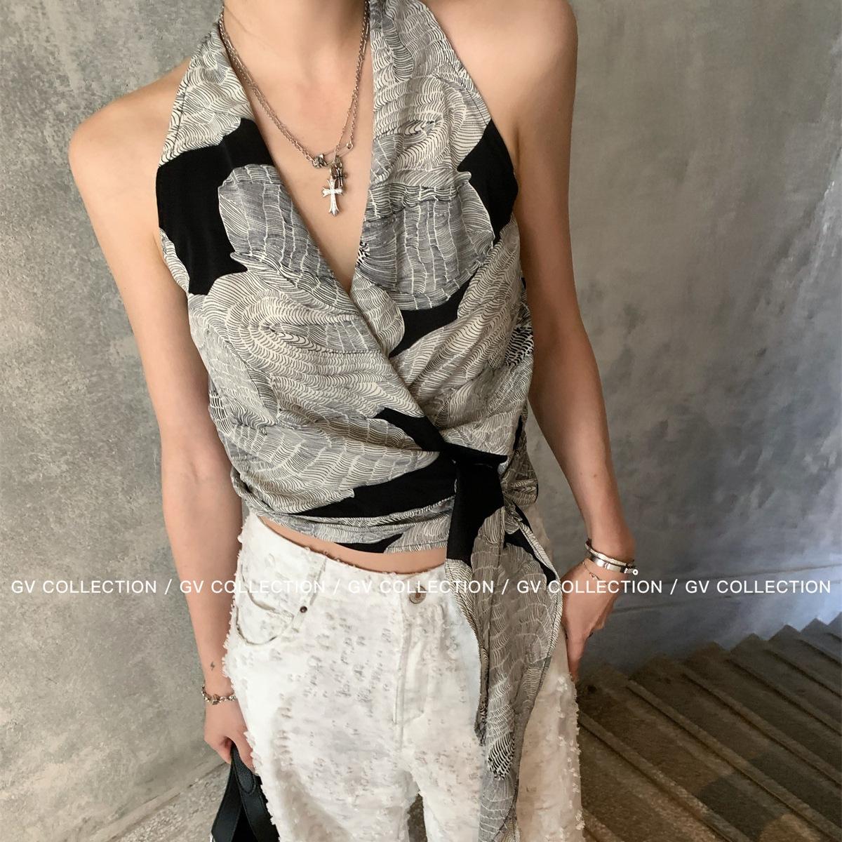 

Жилет GV White Brocade с V-образным вырезом, подчеркивающий талию, с боковой завязкой для женщин - Коллекция Весна/Лето M