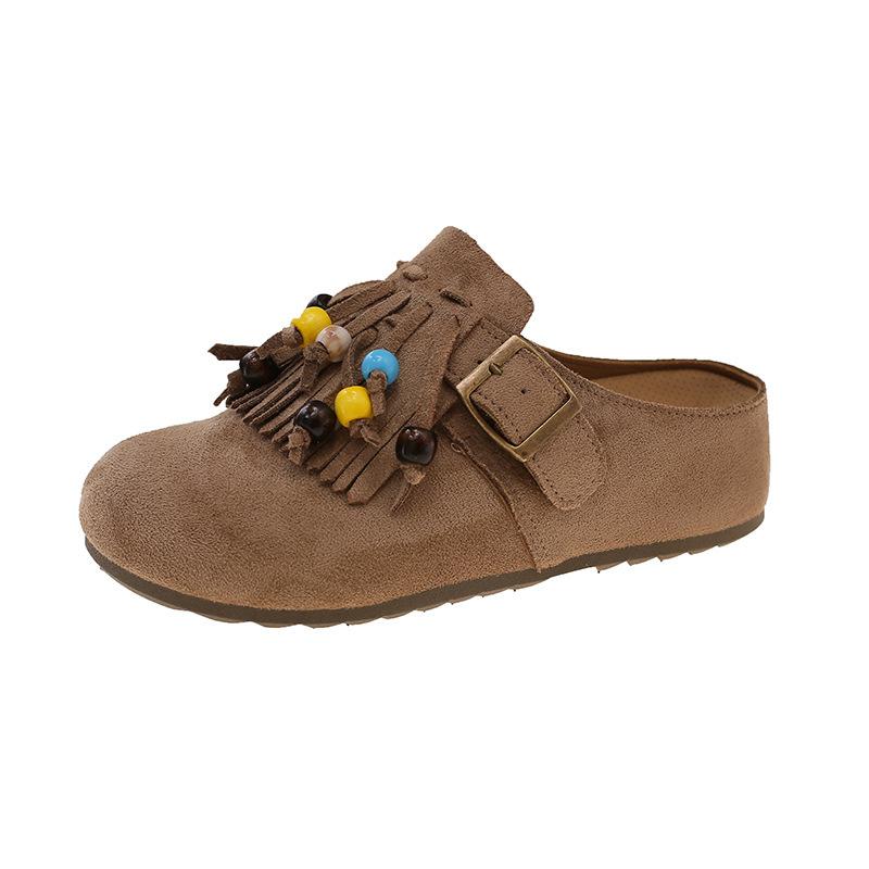 

Foreign trade thick-bottomed beaded bag head slippers summer 2025 new retro Boken lazy cool slippers outer wear 35