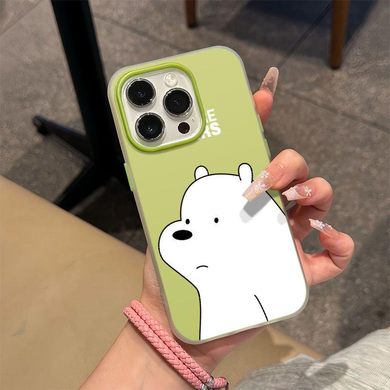Simple White Bear Suitable for Apple 16/17promax Mobile Phone Case iPhone15 Skin Matte 14 Jelly Air Case