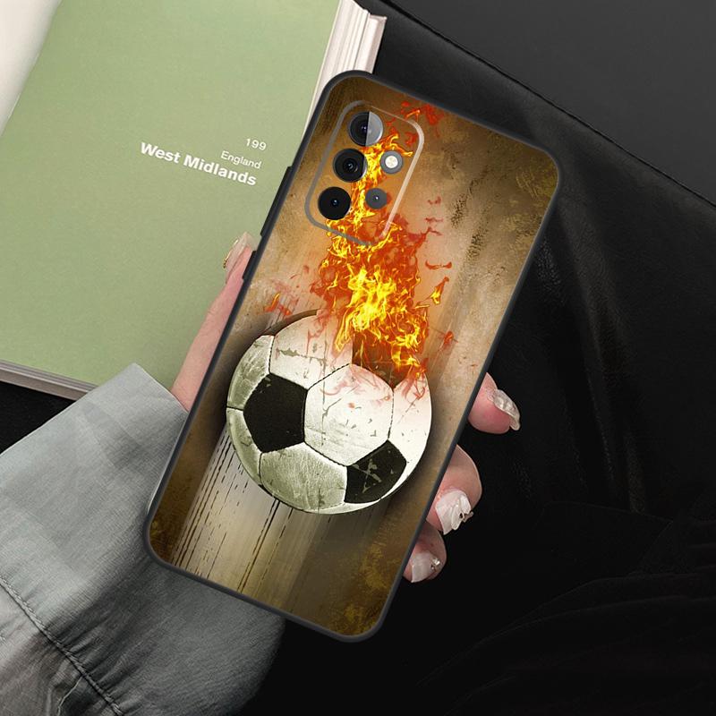 Fire Football Soccer Ball For Samsung Galaxy A52 A32 A22 A54 A14 A16 A26 A36 A56 A55 A35 A05 A06 A15 A53 A33 A13 Case