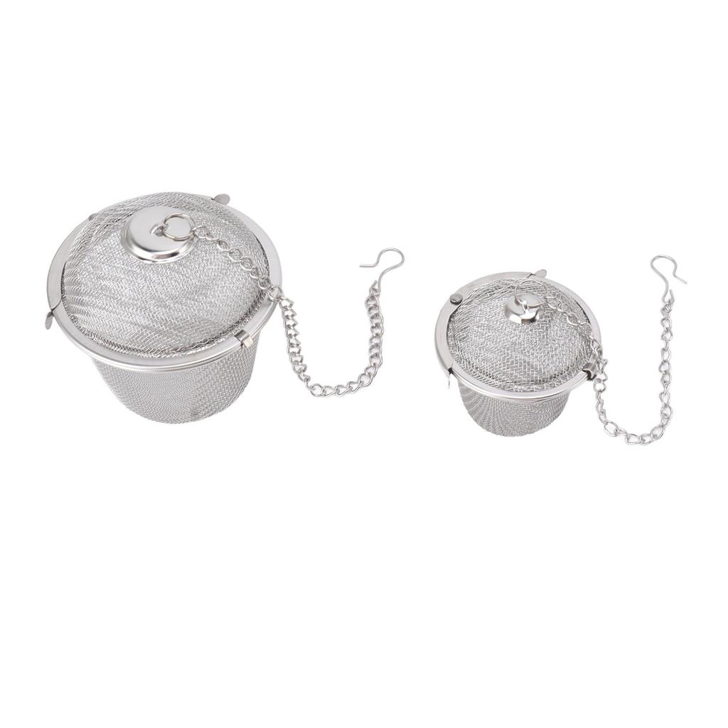 2pcs Mesh Tea Ball Stainless Steel Tea Strainer with Long Hook Chain for Spice Soup Tea Herbs Diameter: 4.5cm 1.8in+