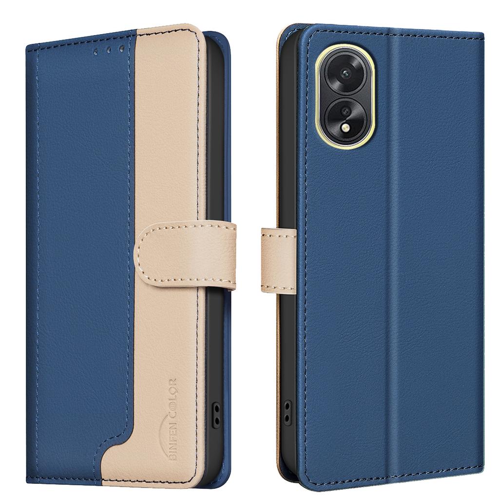 For Oppo A18 4G/A38 4G Leather Case Stand RFID Blocking Card Slots