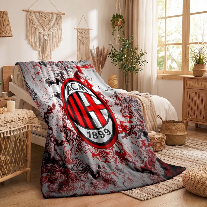 AC Milan Print Flannel Blanket Soft Warm Sofa Bed Throw Blanket For Home Office Bedroom