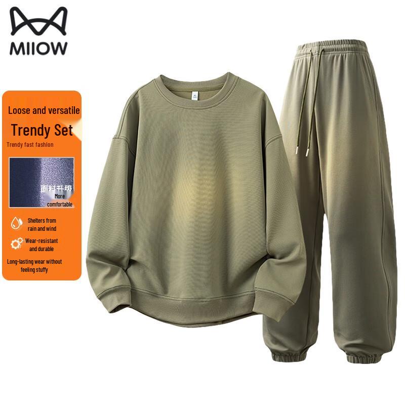 MiiOW Men s 2025 Autumn/Winter Round Neck Two-Piece Sportswear Set M