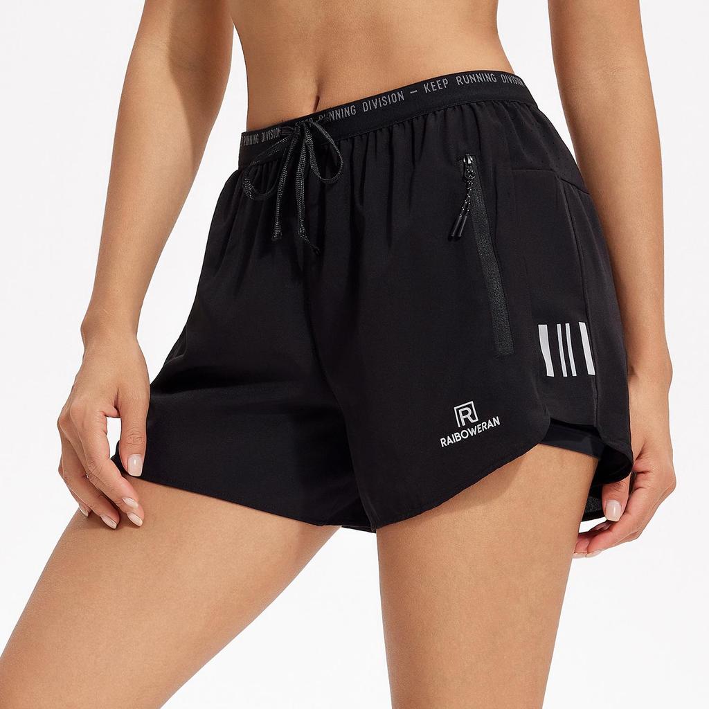 Unisex prodyšné běžecké šortky proti odhalení na léto - Falešný dvoudílný design pro ranní fitness a maratony