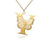 Dainty Big Butterfly Letters Necklaces For Women Girl Jewelry Stainless Steel Chain Initial Pendant Necklace Best Accessories