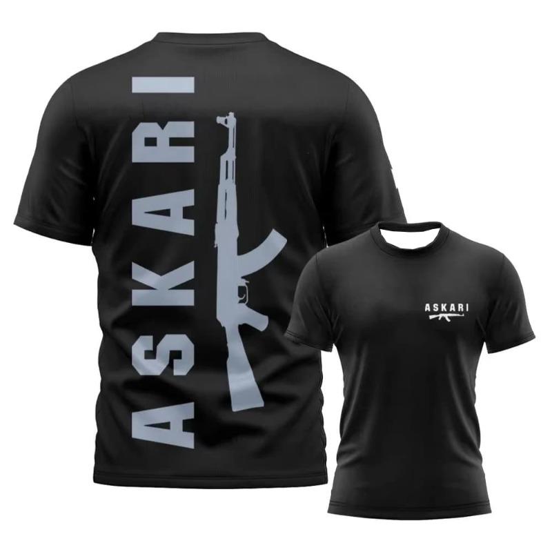 ASKARI Fight Wear T-Shirt Men MMA Boxing Training Tee Streetwear Gothic Print Sportswear Short Sleeve Gym Workout Top Unisex