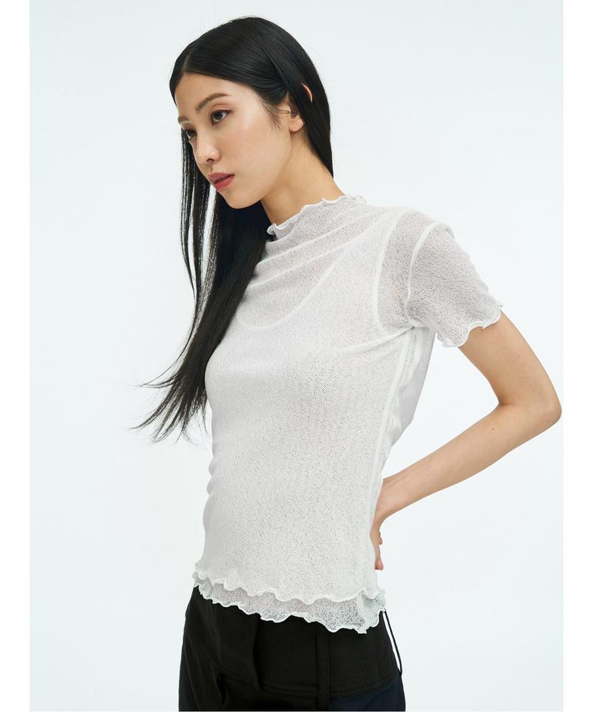 Anggae Two Layered Net T-Shirt White