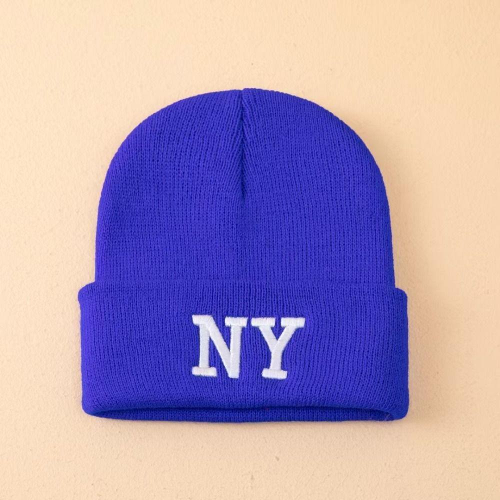 Solid Color Cold Cap Letter embroidery Knitted Skull Bonnet Winter Warm Knitted Beanies Hat  Unisex