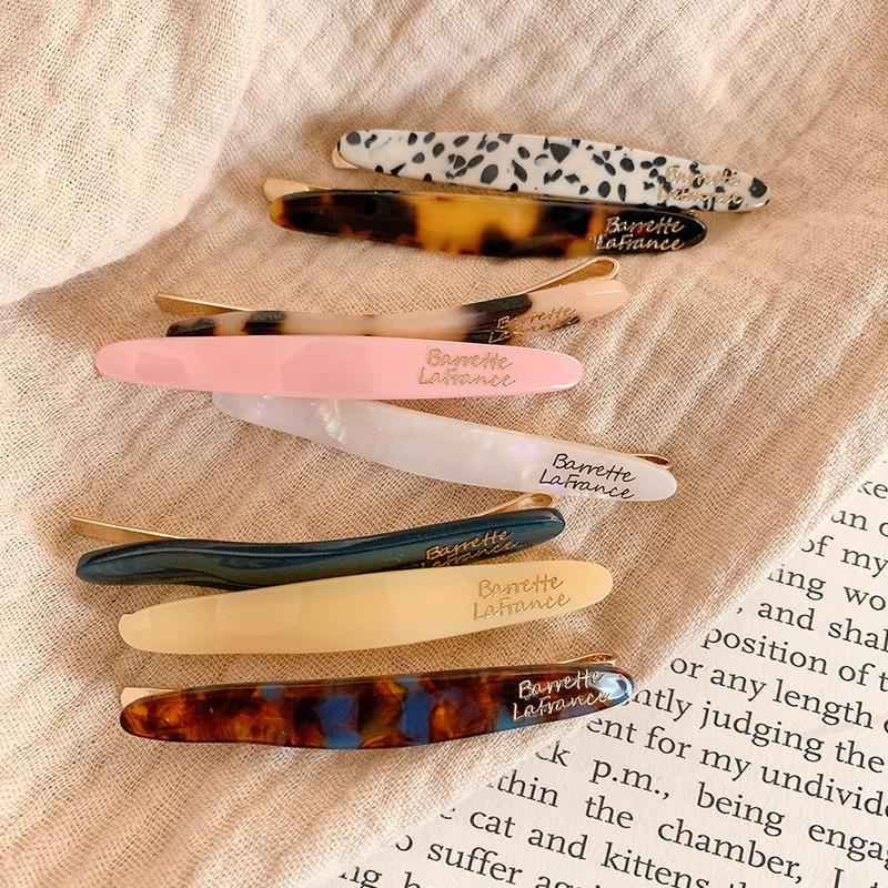 Acetate Hair Side Clip Oval Geometric Bangs Hairpin Women Girls Simple Elegant Duckbill Clip Barrettes Hair Styling Accessories