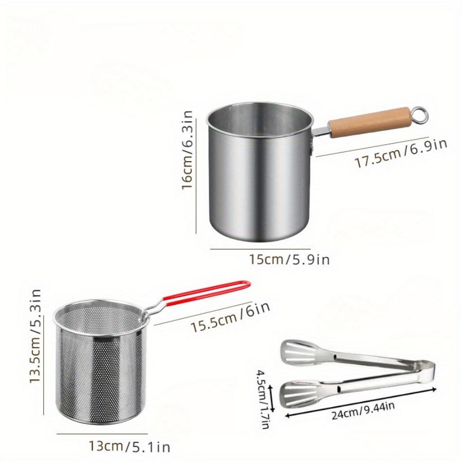 Factory Direct Sale 304 Stainless Steel Fryer Pot Set Fried Chicken Tempura Deep Cooking Pot Fryer for Kitchen