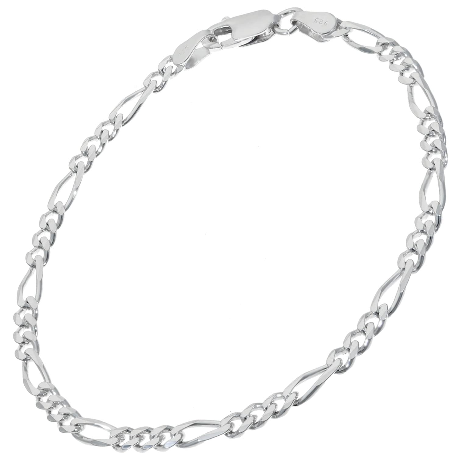 

[Shinjuku Gin no Kura] Silver 925 Figaro Chain Bracelet, 18-20cm, 6-Face Cut, Simple and Elegant Design Chain, Men s, Large Size