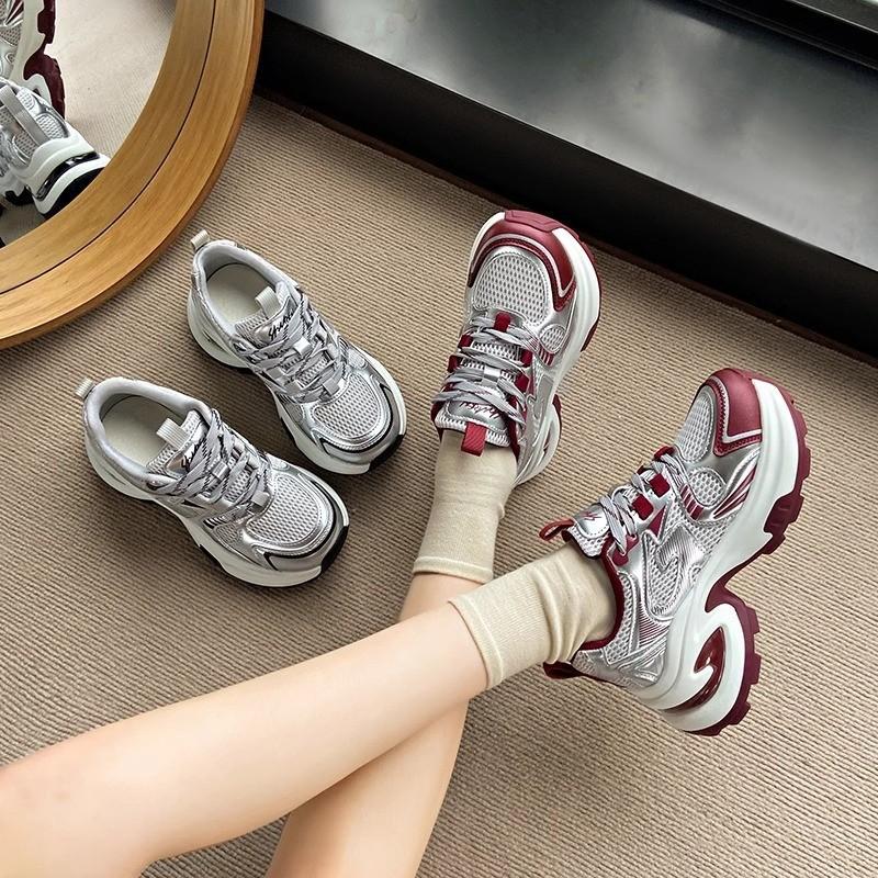 Super Fire Silver Dad Shoes 22 Years Old Spring and Summer New Small Height Increase Thick-soled Breathable Sports Shoes