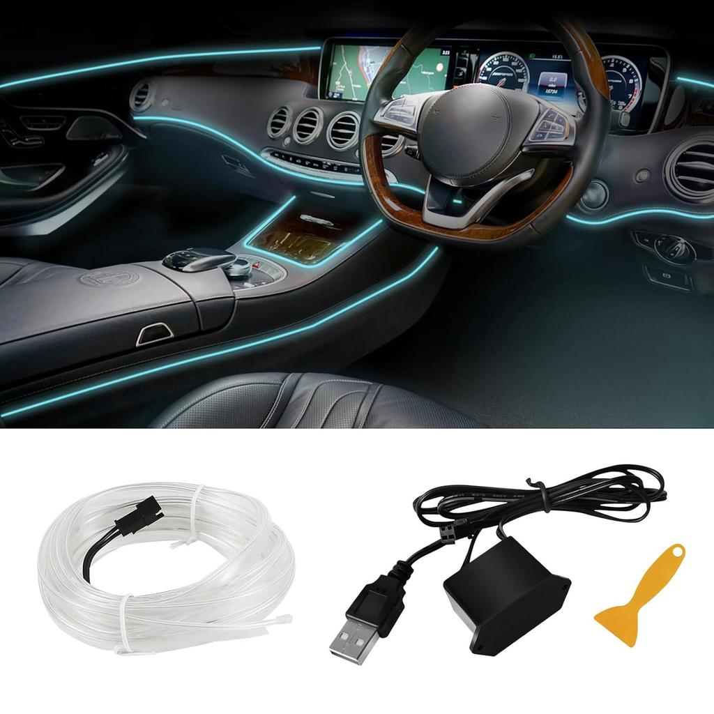 5M Free Cut DIY Auto Flexible USB Car Interior LED Strip Neon EL Decorative Ambient Atmosphere Light for Party