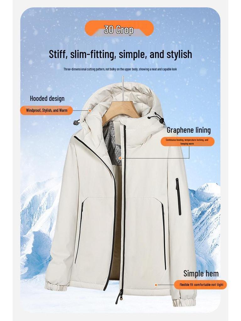 Men's Trendy Loose-Fit Graphene Hooded Winter Puffer Jacket