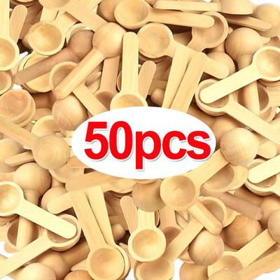 50/10PCS Mini Wooden Spoons Short Handle Honey Coffee Tea Spoons Kitchen Spice Condiment Spoons Home Kitchen Cooking Gadgets