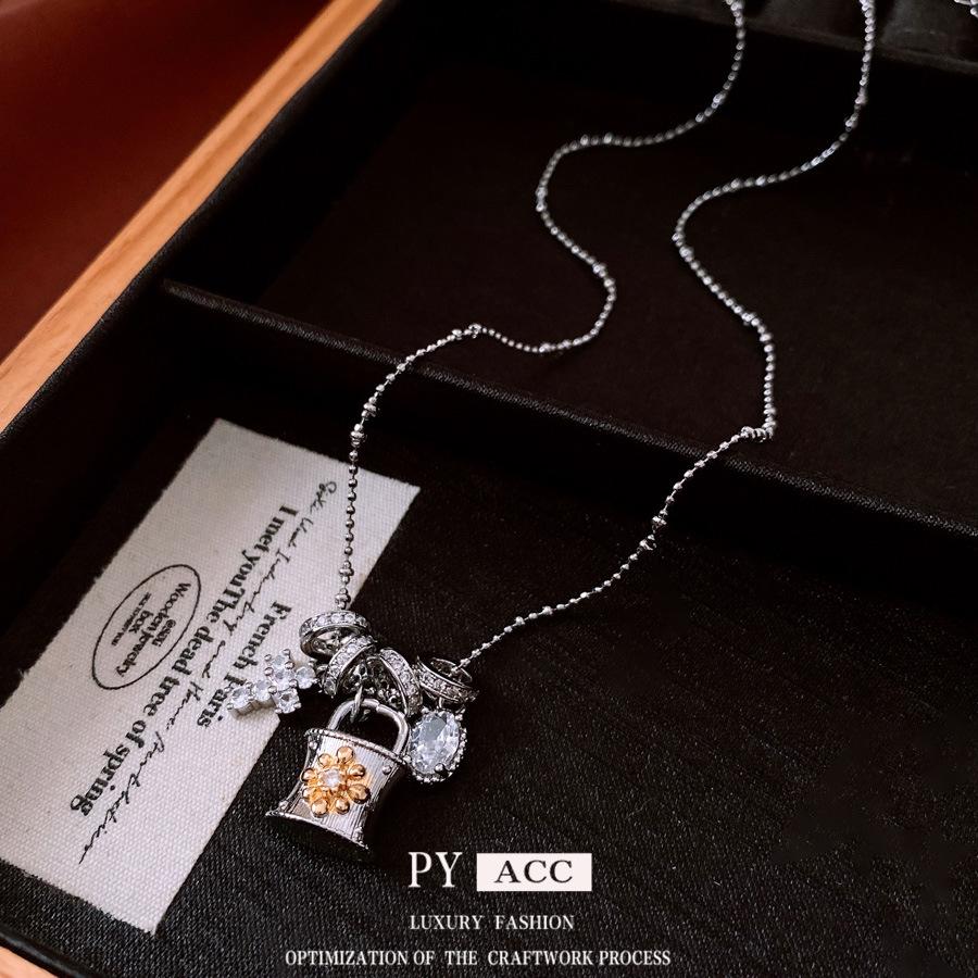 Cross Zircon Adjustable Pendant Necklace Design Sense Niche Retro Style Sweater Chain Temperament Necklace Women