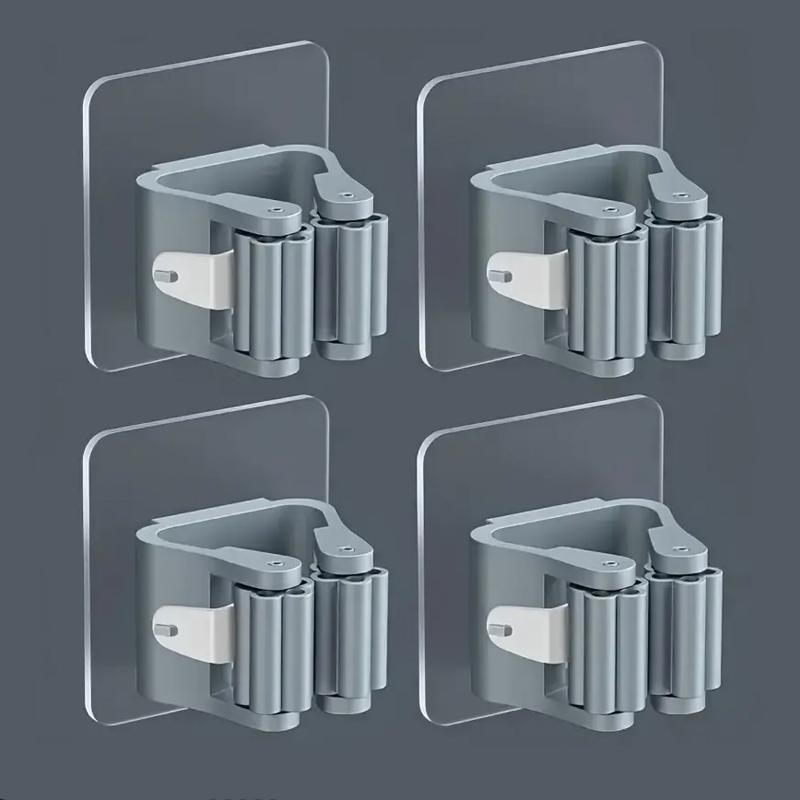 4PCS non-punching mop holder, mop clip, bathroom rack, powerful mop hook