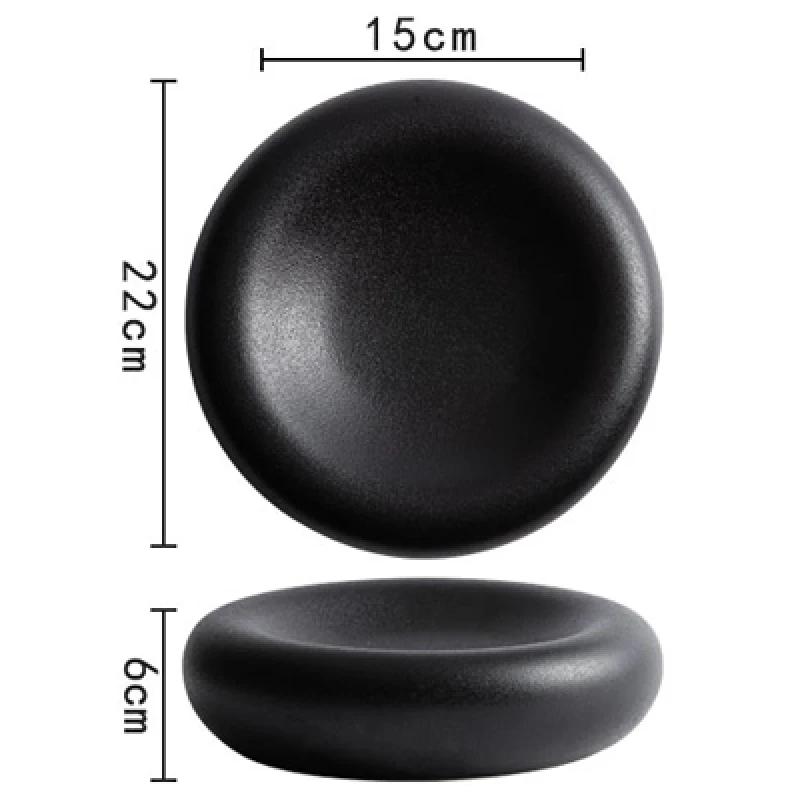 

Керамічна обідня тарілка кругла з товстим краєм декоративна тарілка тарілка для овочевого салату прикраса для столу в ресторані кухонне приладдя матовий чорний колір