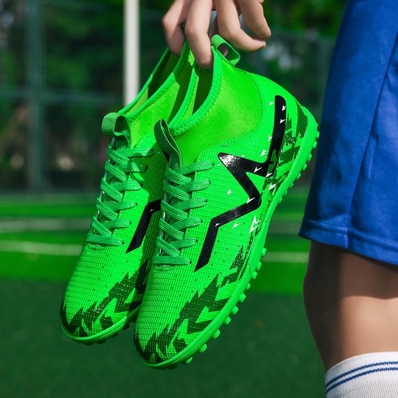 35-46 Kids Football Boots Rubber Soft Sole Short Nails Artificial Turf Leather Youth Kids Football Shoes Men's Sports Large Size Football Shoes