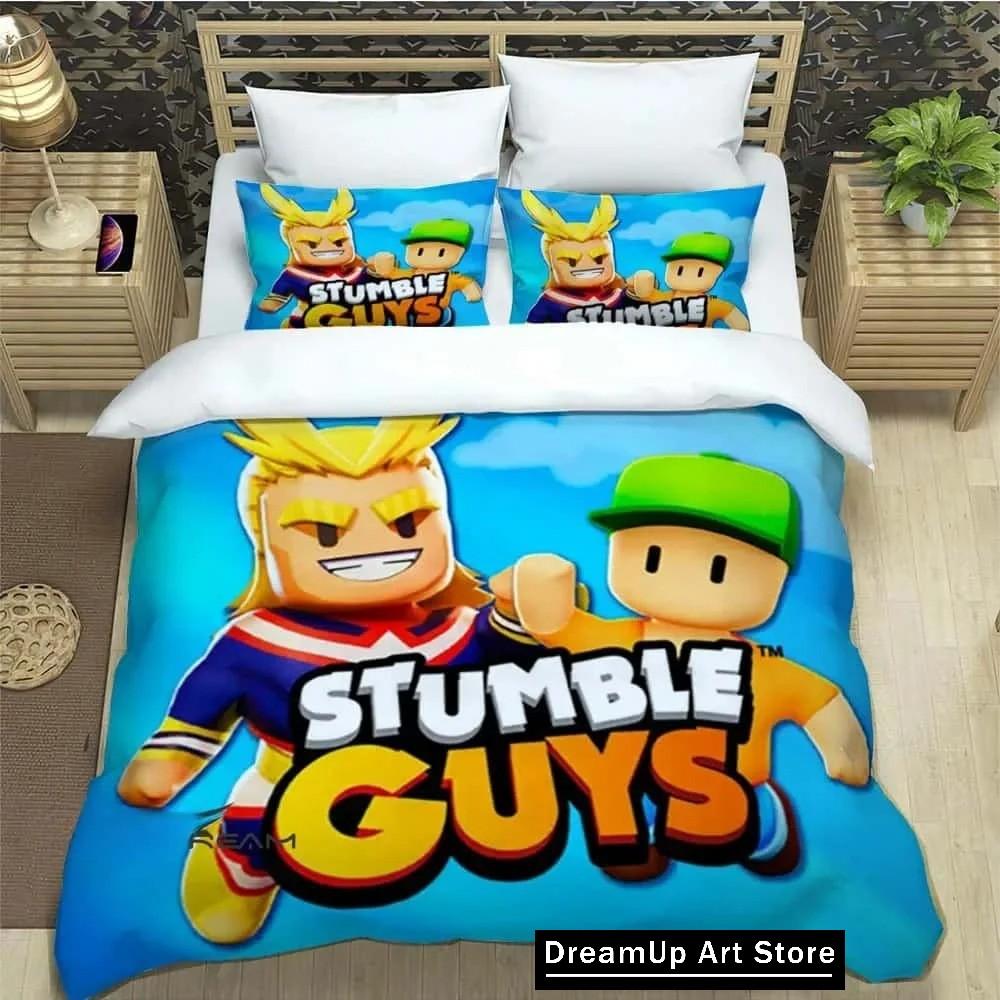 3D Spel Tecknad Stumble-guys Sängkläder Set Täcke Sängöverkast med Örngott Twin Enkel Queen King Size Pojkar Vuxen Hem