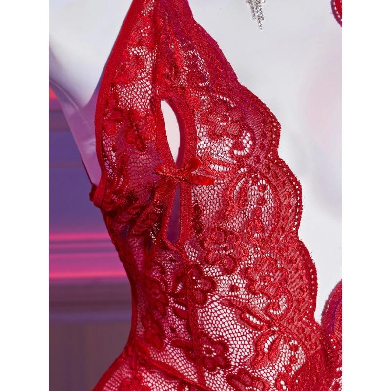 Sexy Crotchless Lingerie Women Lace Hollow Bra Set Transparent Deep V Open Bra Sexy Underwear Sets Valentine's Erotic Costumes