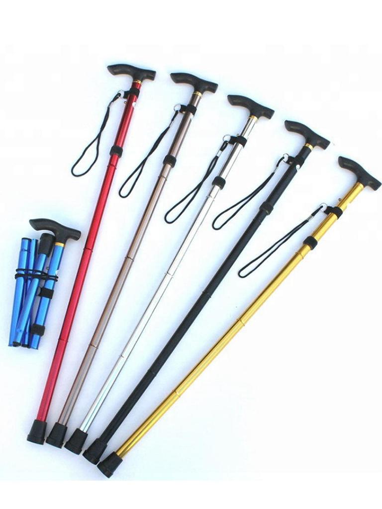 Adjustable Aluminum Alloy Folding Trekking Pole for Elderly - Non-slip, Lightweight Walking Stick