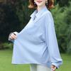 Plus Size Women's Loose Long Sleeve Button-Down Shirt, Solid Color Casual Office Blouse (3XL-7XL)