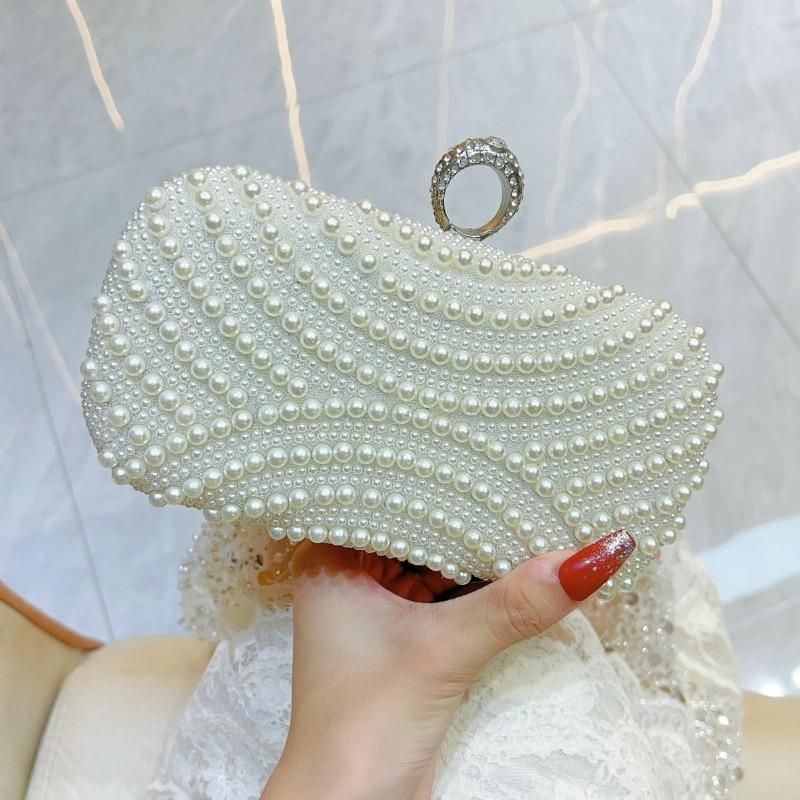 

Жемчужная вечерняя сумка с блестящей бриллиантовой пряжкой, сумка для танцев, сумка для официальной вечеринки, сумка на цепочке, свадебная сумка серебряный