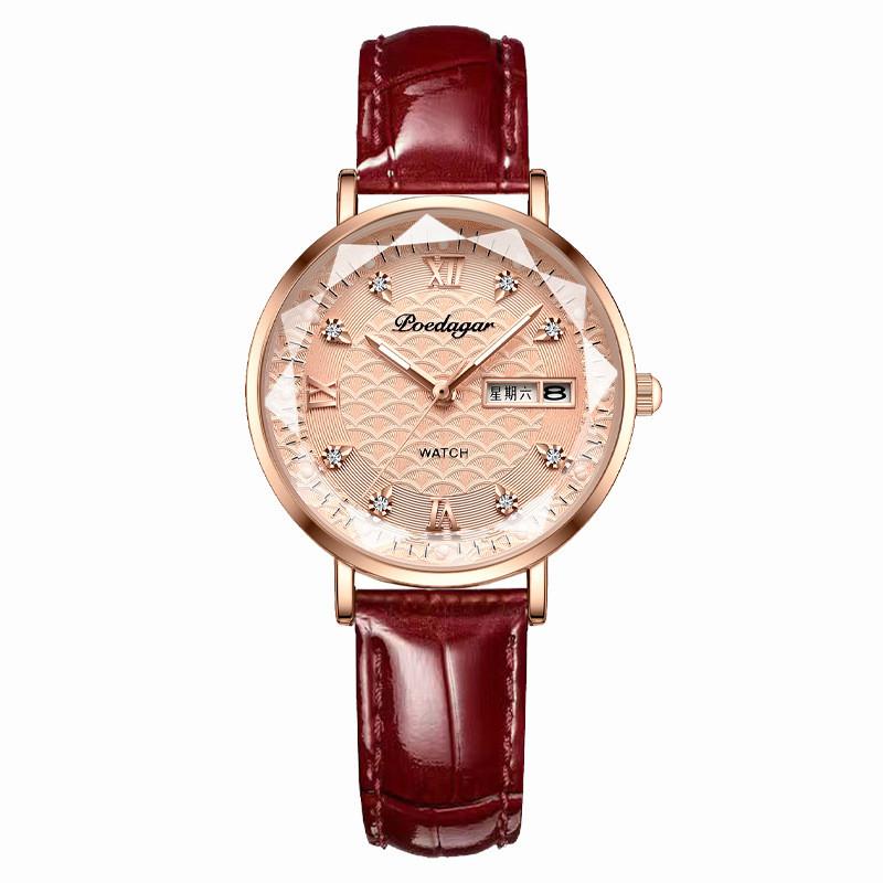 

Swiss Ladies Watch Waterproof Night Light Dual Calendar Fashion Wristwatch For Casual Women Style 9