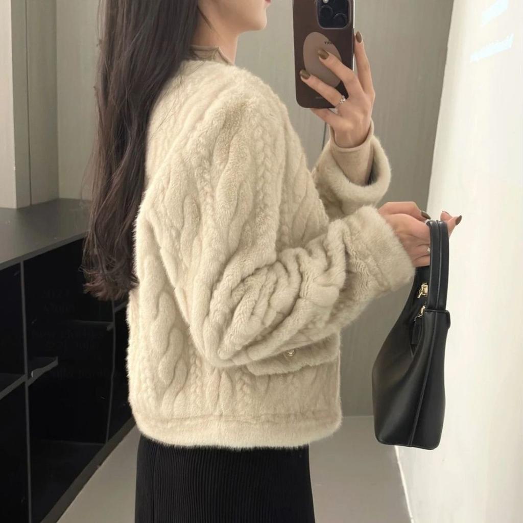 Winter new imitation mink fleece fur coat socialite short twist fluff top