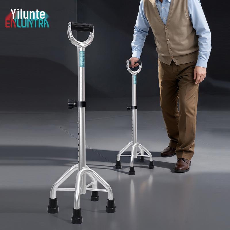 Телескопическая противоскользящая трость Laifukai - с алюминиевым сплавом, для опоры, полукруглая и четырехногая для пожилых