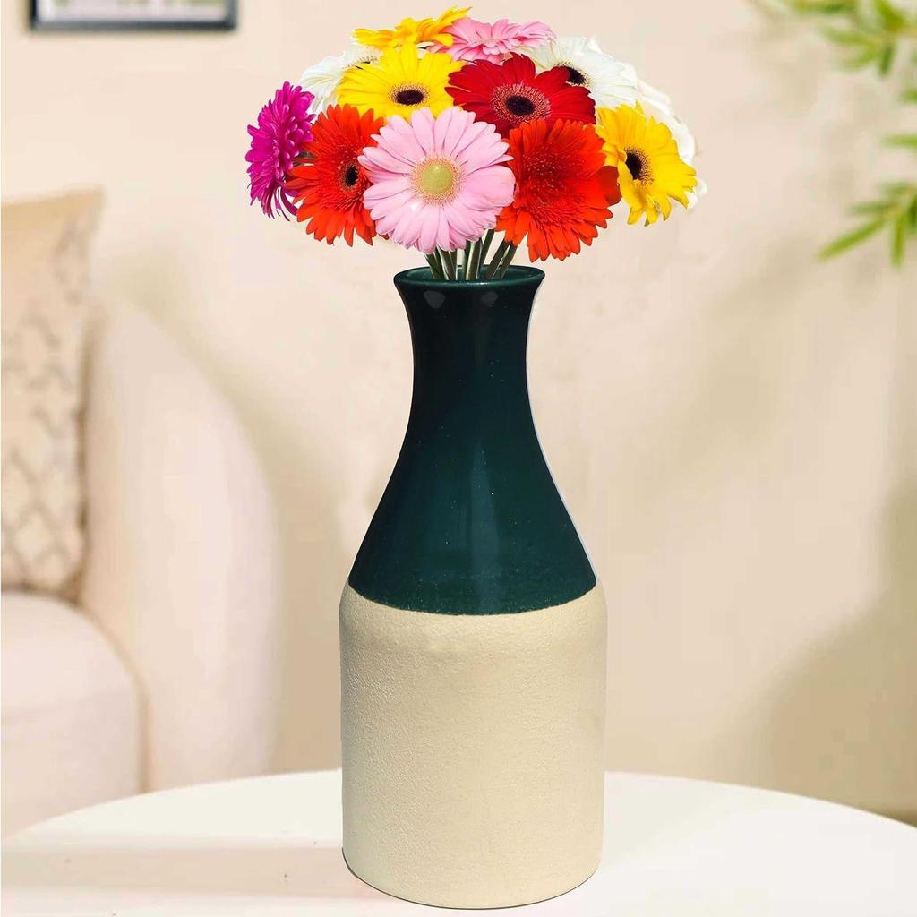 Porcelain Flower Vase (8 Inch) (Green) (Without Flower)