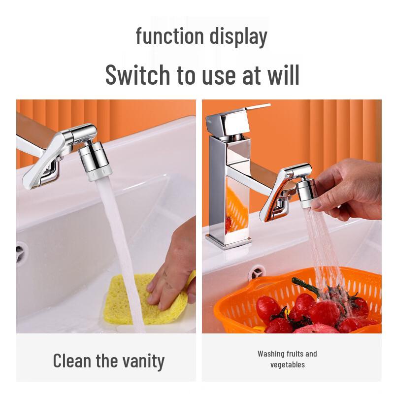 1080° drehbarer Roboterarm-Wasserhahn mit zwei Auslässen