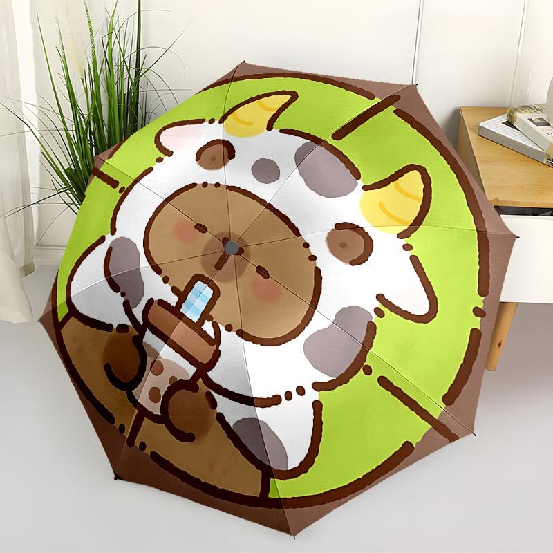 

1pc Cow Capybara Print Automatic Open/Close Umbrella, Folding Compact Umbrella with Lightweight Design for Women/Men yy251028151