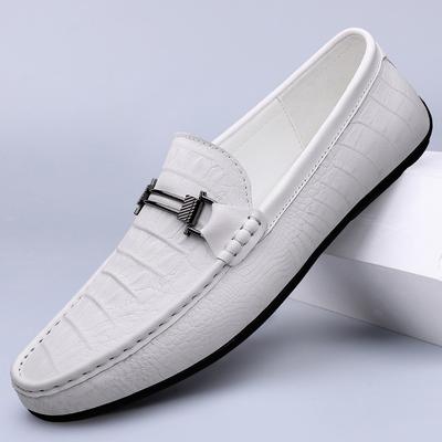 Mode Zomer Nieuwe Witte Heren Loafers Echt Leer Heren Instapschoenen Hoge Kwaliteit Heren Casual Schoenen Mannelijke Comfortabele Zakelijke Schoenen