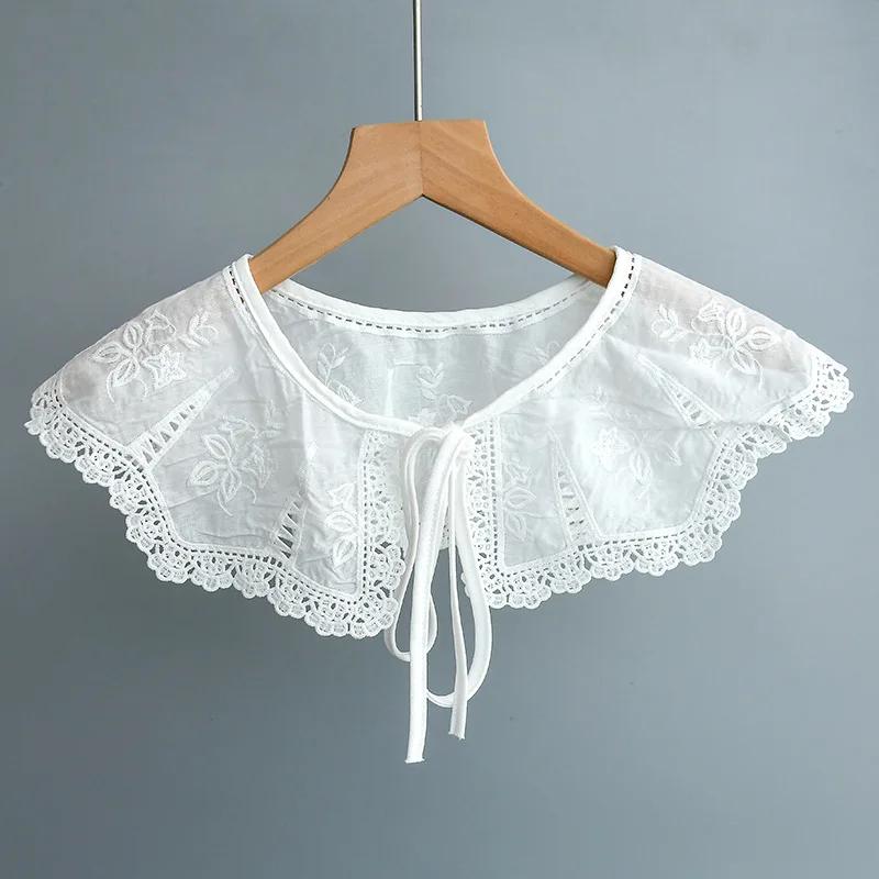 

Корейская рубашка с искусственным воротником, шаль, накидка для женщин, ажурное цветочное кружевное ожерелье, летнее платье с искусственным воротником, съемный воротник