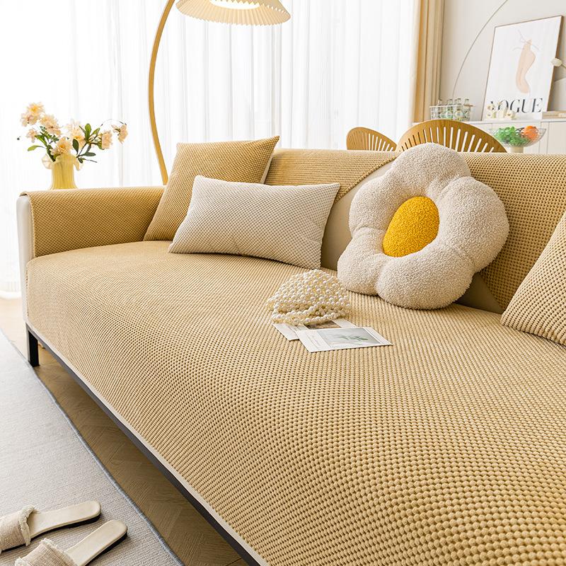 Corn Fleece Sofa Cushion Winter Plush Simple Modern Non-Slip Seat Cushion Autumn And Winter Rice Fleece Solid Color Sofa Towel