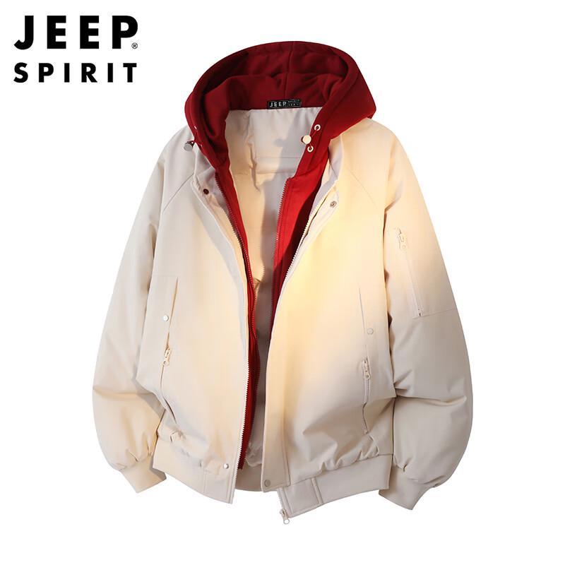 JEEP SPIRIT Men's Hooded Faux Two-Piece Padded Jacket