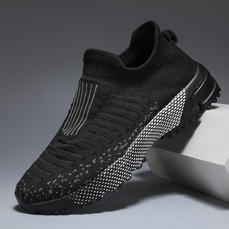 Men Daily Sport Shoes Breathable Lightweight Athletic Shoes Outside Mesh Black Running Shoes Athletic Jogging Tenis Walking Footwear