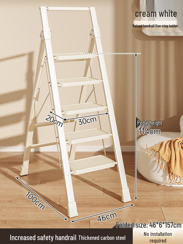 Telescopic A-Frame Folding Ladder - Indoor Multifunctional Ladder Stool with 3 or 4 Steps for Housewarming or Climbing Needs.
