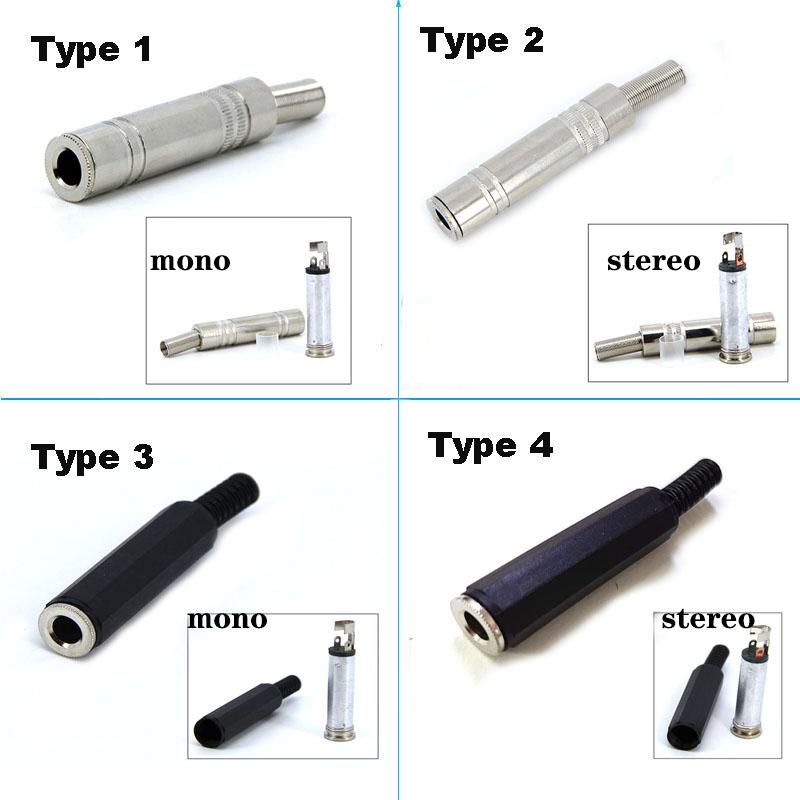 Audio mono/stereo Metal 6.35 mm 6.5  female 1/4 " socket 2 3 pole jack connector plug solder Welded adapter 6.35mm for KTV