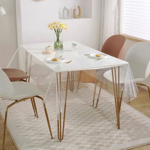 NaturesHome Tablecloth, Table Cover, 0.2mm Thick PVC Transparent Polyethylene, 140x140cm, 140x180cm, 140x220cm, Water-Repellent, Oil-Resistant, Heat-R