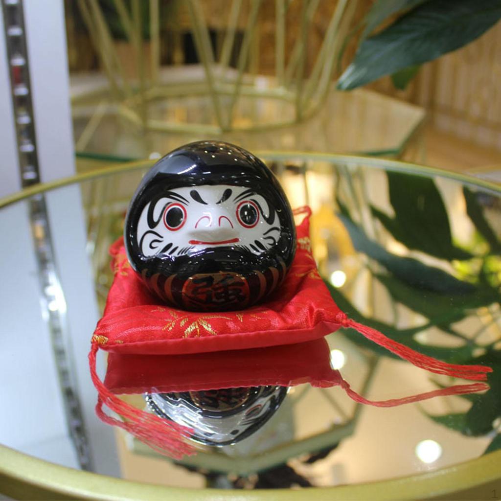 Ceramic Daruma Piggy Bank Desktop Decor Doll Japanese Figurine Saving Pot for Cafe
